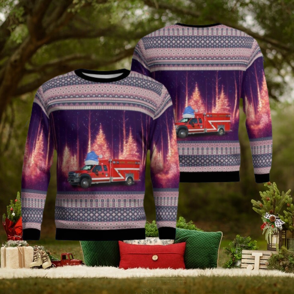 Winston Salem, North Carolina, Forsyth County Fire Division Aop Christmas Ugly Sweater 3D Winston Salem, North Carolina, Forsyth County Fire Division Aop Christmas Ugly Sweater 3D