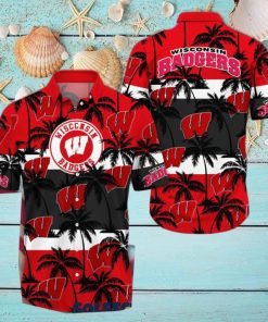 Wisconsin Badgers America Sunset Coconut Silhouette Hawaiian Shirt