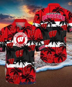 Wisconsin Badgers America Sunset Coconut Silhouette Hawaiian Shirt