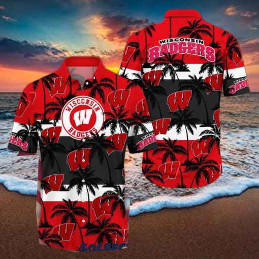 Wisconsin Badgers America Sunset Coconut Silhouette Hawaiian Shirt