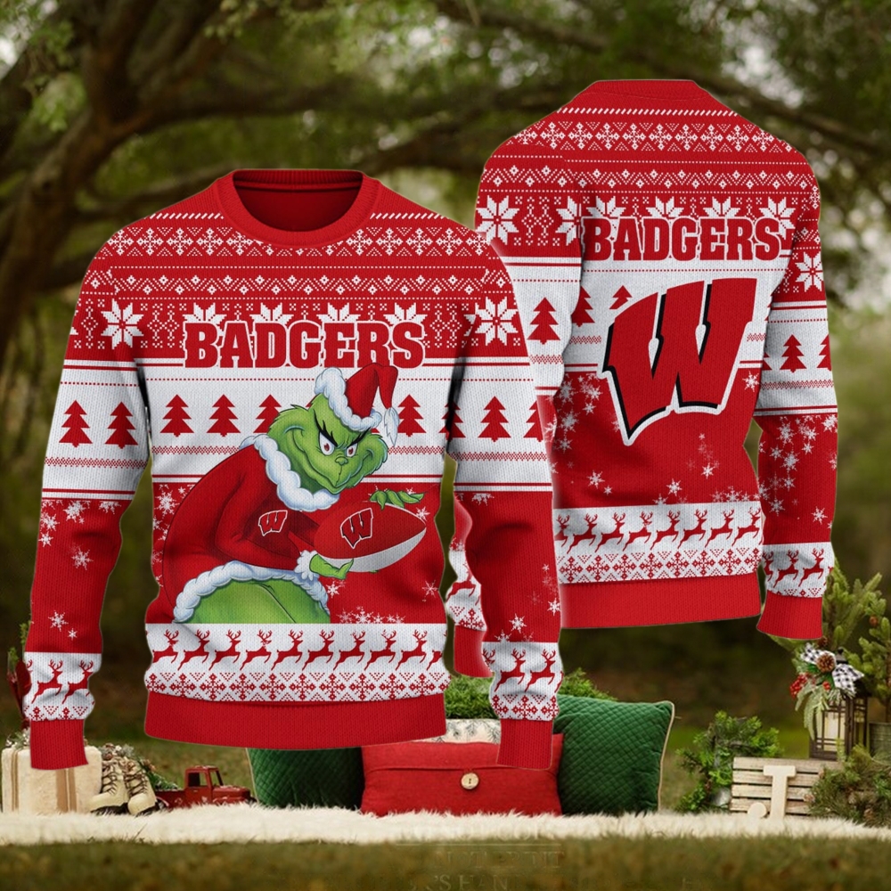 Wisconsin Badgers Grinch Ugly Christmas Sweater Wisconsin Badgers Grinch Ugly Christmas Sweater