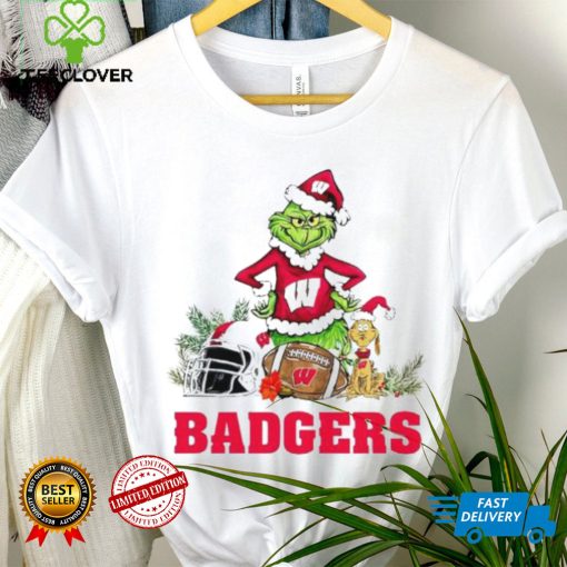 Wisconsin Badgers Grinch and Max dog funny Christmas hoodie, sweater, longsleeve, shirt v-neck, t-shirt