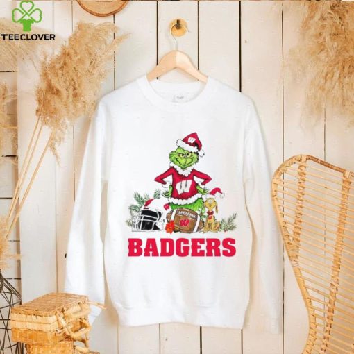 Wisconsin Badgers Grinch and Max dog funny Christmas hoodie, sweater, longsleeve, shirt v-neck, t-shirt