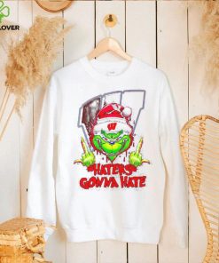 Wisconsin Badgers Grinch middle finger haters gonna hate hoodie, sweater, longsleeve, shirt v-neck, t-shirt