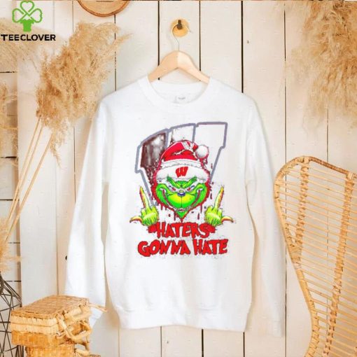 Wisconsin Badgers Grinch middle finger haters gonna hate hoodie, sweater, longsleeve, shirt v-neck, t-shirt