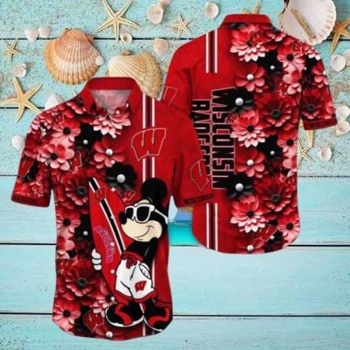 Wisconsin Badgers Hawaiian Shirt Mickey Love Surfing Trending Summer Gift