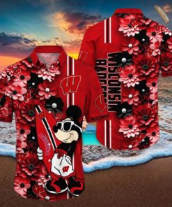 Wisconsin Badgers Hawaiian Shirt Mickey Love Surfing Trending Summer Gift