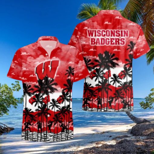 Wisconsin Badgers Palms Tree Hawaiian Shirt