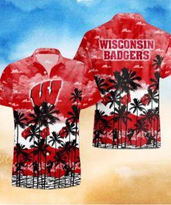 Wisconsin Badgers Palms Tree Hawaiian Shirt