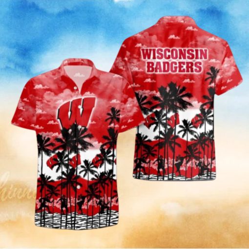 Wisconsin Badgers Palms Tree Hawaiian Shirt