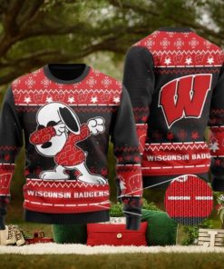 Wisconsin Badgers Snoopy Dabbing Ugly Christmas Sweater Ugly Sweater Christmas