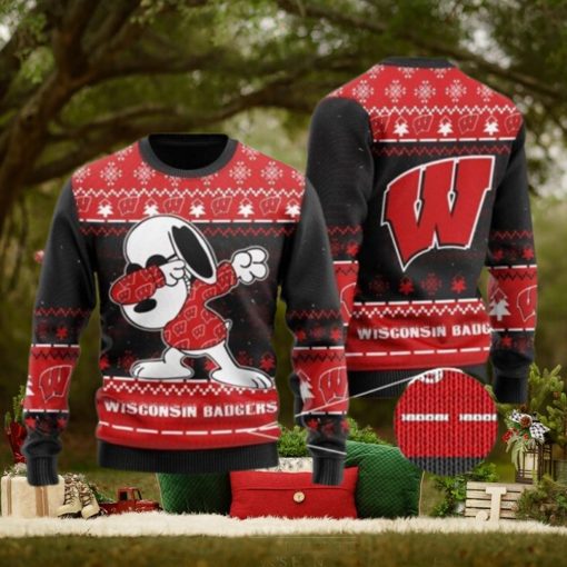 Wisconsin Badgers Snoopy Dabbing Ugly Christmas Sweater Ugly Sweater Christmas