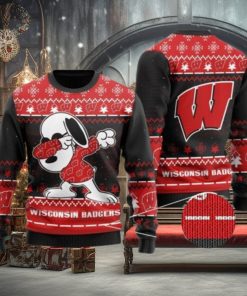 Wisconsin Badgers Snoopy Dabbing Ugly Christmas Sweater Ugly Sweater Christmas