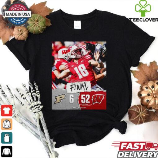 Wisconsin Badgers wins 52 6 Boilermakers football 2024 game final score hoodie, sweater, longsleeve, shirt v-neck, t-shirt