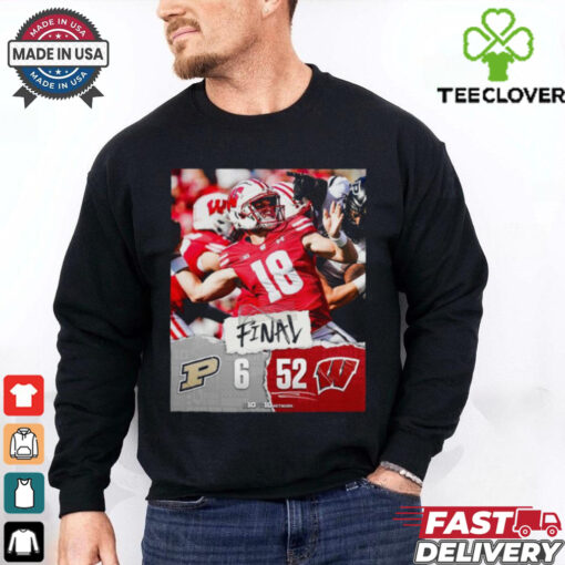 Wisconsin Badgers wins 52 6 Boilermakers football 2024 game final score hoodie, sweater, longsleeve, shirt v-neck, t-shirt