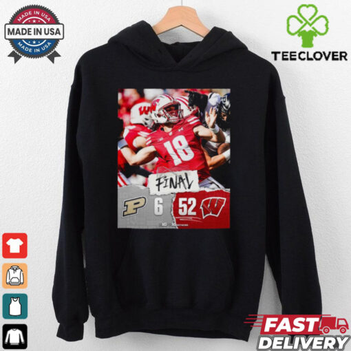 Wisconsin Badgers wins 52 6 Boilermakers football 2024 game final score hoodie, sweater, longsleeve, shirt v-neck, t-shirt