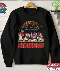 Wisconsin Badgers x Mickey x Donald Duck x Stitch x Goofy Fall It’s The Most Wonderful Time Of The Year Tee shirt