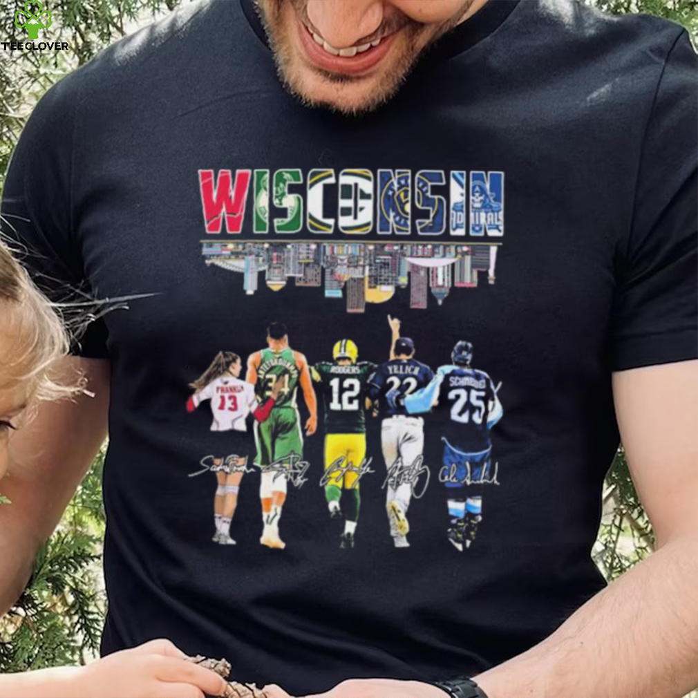 Wisconsin Skyline Sports Team Players Signatures Shirt