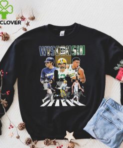 Wisconsin Sports Abbey Road Christian Yelich Aaron Rodgers And Giannis Antetokounmpo Signatures Shirt