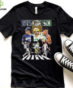 Wisconsin Sports Abbey Road Christian Yelich Aaron Rodgers And Giannis Antetokounmpo Signatures Shirt