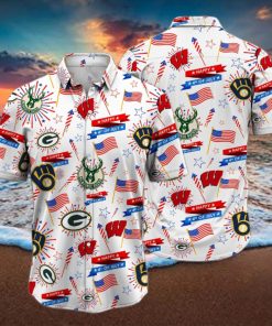 Wisconsin Sports Happy 4th Of July Hawaiian Shirt, Wisconsin Sports Hawaiian Shirt