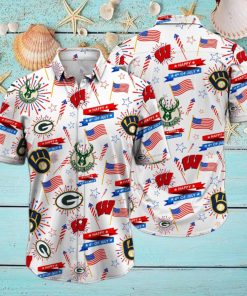 Wisconsin Sports Happy 4th Of July Hawaiian Shirt, Wisconsin Sports Hawaiian Shirt