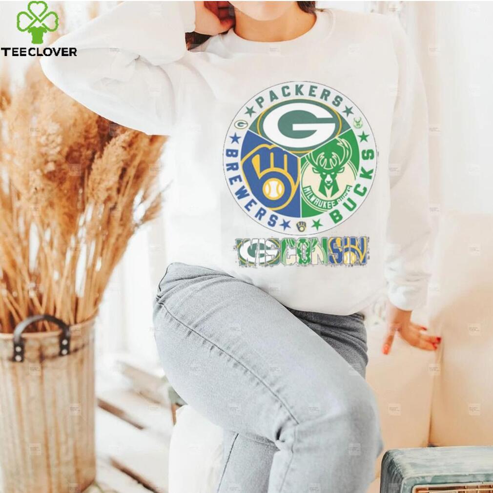 Wisconsin circle logo sport teams Packers brewers bucks shirt Wisconsin circle logo sport teams Packers brewers bucks shirt
