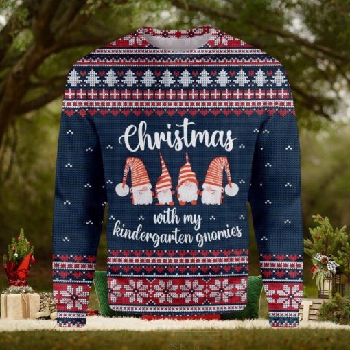 With My Kindergarten Gnomies Teacher Ugly Christmas Sweater