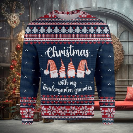With My Kindergarten Gnomies Teacher Ugly Christmas Sweater