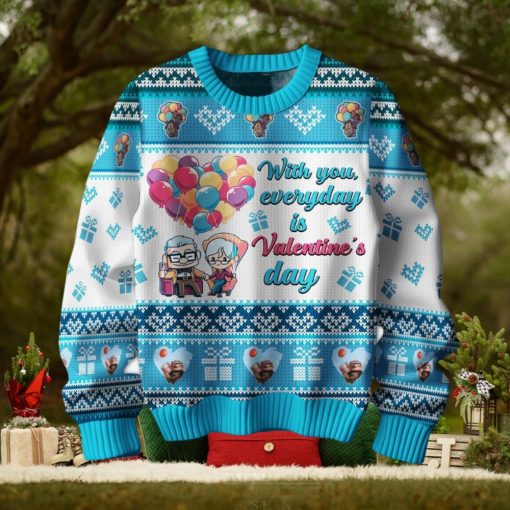 With You Everyday Is Valentine’s Day Disney UP – Carl & Ellie Ugly Sweater