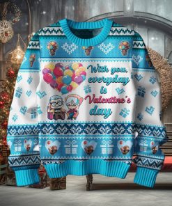 With You Everyday Is Valentine’s Day Disney UP – Carl & Ellie Ugly Sweater