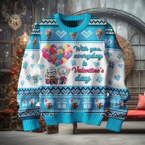 With You Everyday Is Valentine’s Day Disney UP – Carl & Ellie Ugly Sweater