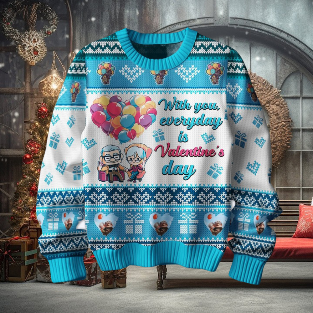 With You Everyday Is Valentine’s Day Disney UP – Carl & Ellie Ugly Sweater With You Everyday Is Valentine’s Day Disney UP – Carl & Ellie Ugly Sweater