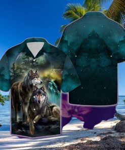 Wolf And Moon Tropical Hawaiian Shirt