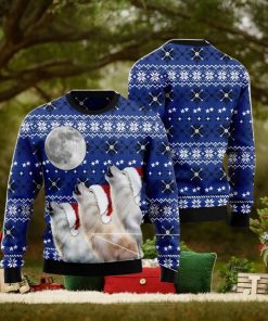 Wolf Howling Moon Family Gift Ugly Christmas Sweater