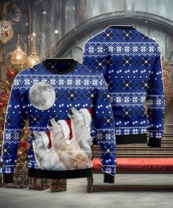 Wolf Howling Moon Family Gift Ugly Christmas Sweater