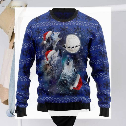 Wolf Moon Christmas Graphic Sweater