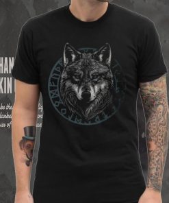 Wolf With Blue Eyes Viking Runes Animal Graphic T Shirt