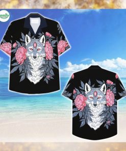 Wolf and Flower Hawaiian Shirt