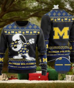 Wolverines Snoopy Dabbing Knitted Ugly Christmas Sweater