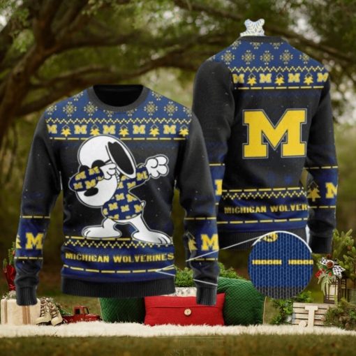 Wolverines Snoopy Dabbing Knitted Ugly Christmas Sweater