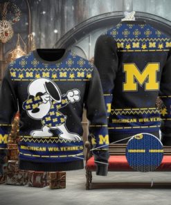 Wolverines Snoopy Dabbing Knitted Ugly Christmas Sweater
