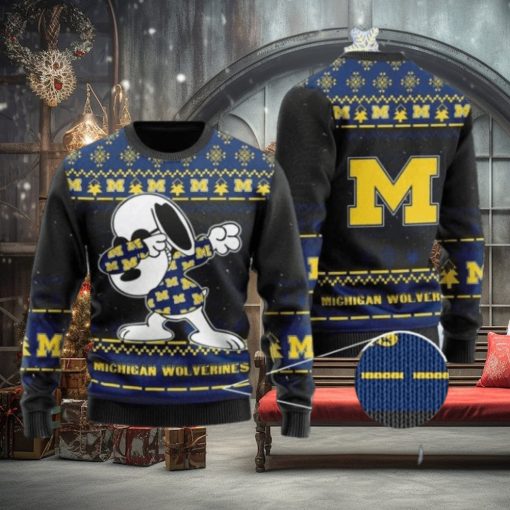Wolverines Snoopy Dabbing Knitted Ugly Christmas Sweater