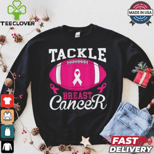 Woman Tackle Football Pink Ribbon Breast Cancer Awareness Women’s Oversized Comfort T Shirt