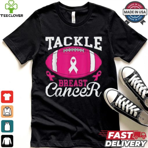 Woman Tackle Football Pink Ribbon Breast Cancer Awareness Women’s Oversized Comfort T Shirt