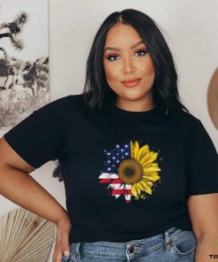 Women American Flag Sunflower Shirt 4th July Graphic Plus Size T Shirt