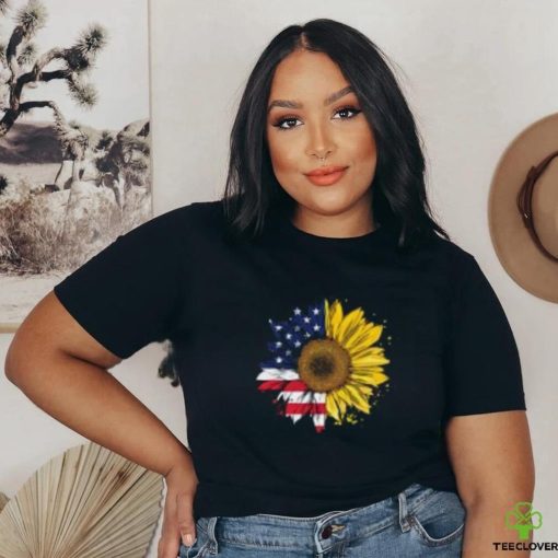 Women American Flag Sunflower Shirt 4th July Graphic Plus Size T Shirt