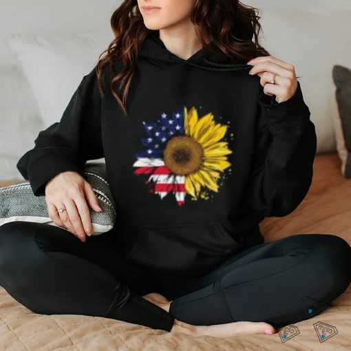 Women American Flag Sunflower Shirt 4th July Graphic Plus Size T Shirt