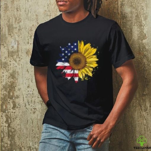 Women American Flag Sunflower Shirt 4th July Graphic Plus Size T Shirt