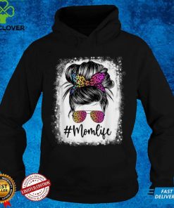 Women Mom Life Bleached Shirt Mom Life Leopard Messy Bun T Shirt